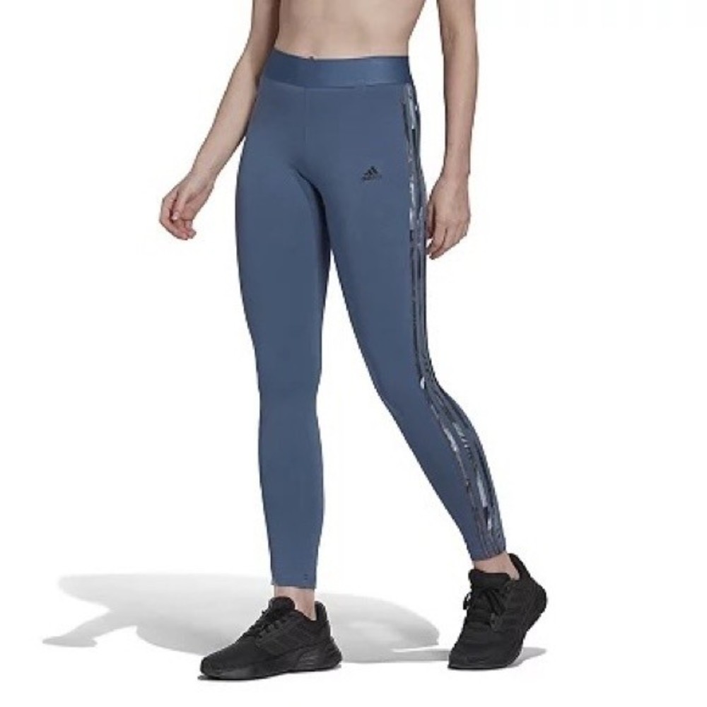 Adidas Women's NWT Essential 3-Stripe High-Waisted Leggings Size M Athleisure - Picture 1 of 7